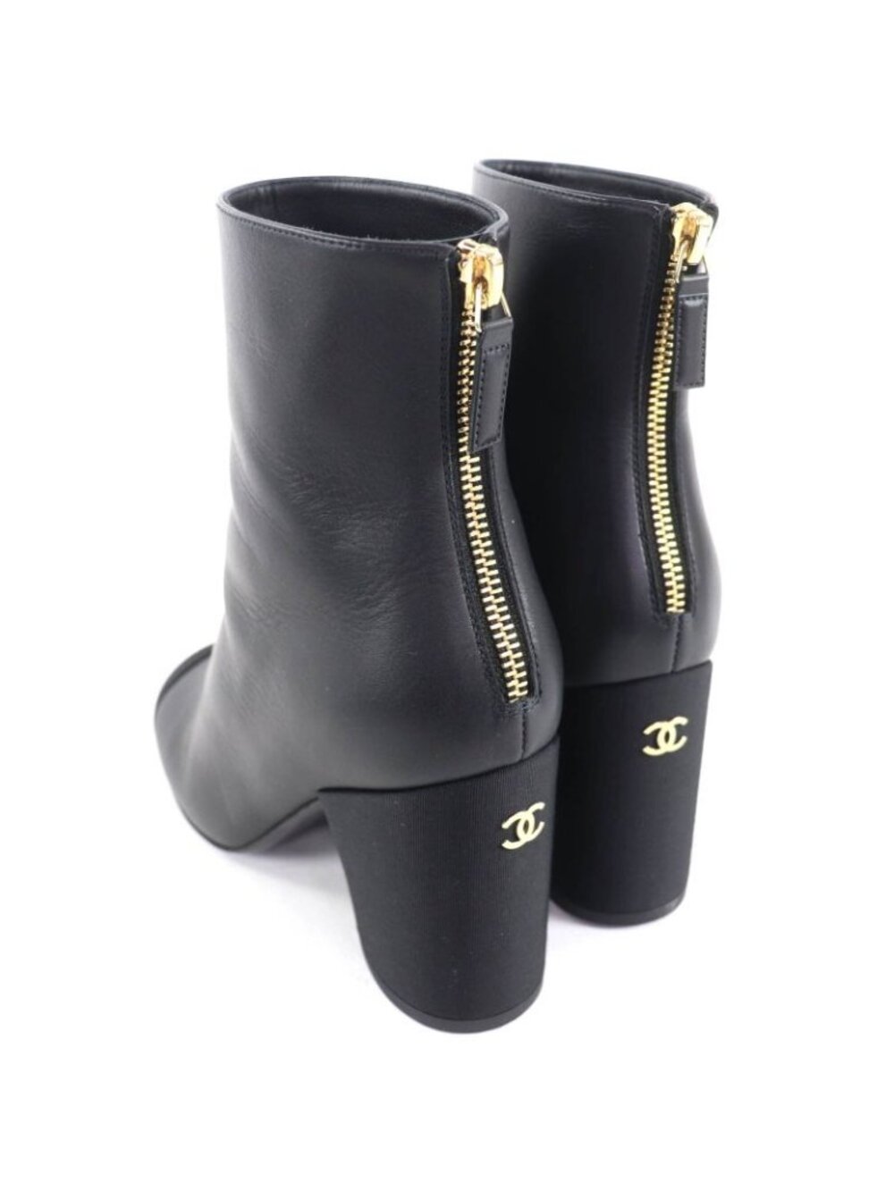 Chanel 22K Coco Mark Leather Ankle Boots with Gold Hardware Black 36 - Picture 7 of 15